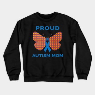 Autism Proud Mom Puzzle Piece Butterfly Ribbon Crewneck Sweatshirt